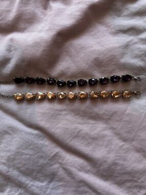 Gold and Purple Teardrop Stone Tennis Bracelet Set - Women Jewelry